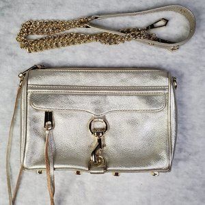 Rebecca Minkoff Mini Mac Gold Leather Crossbody Clutch Bag